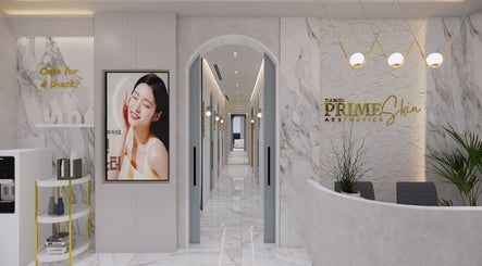 Entrance of Bangs Prime Skin Aesthetics in Makati City, Metro Manila, PH, showcasing modern interior design.