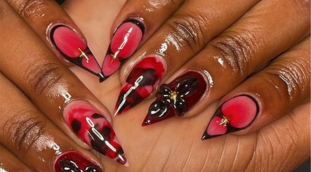 Stunning red and black nail art at Terina's Nail Studio, Kingstown, St. George, VC.