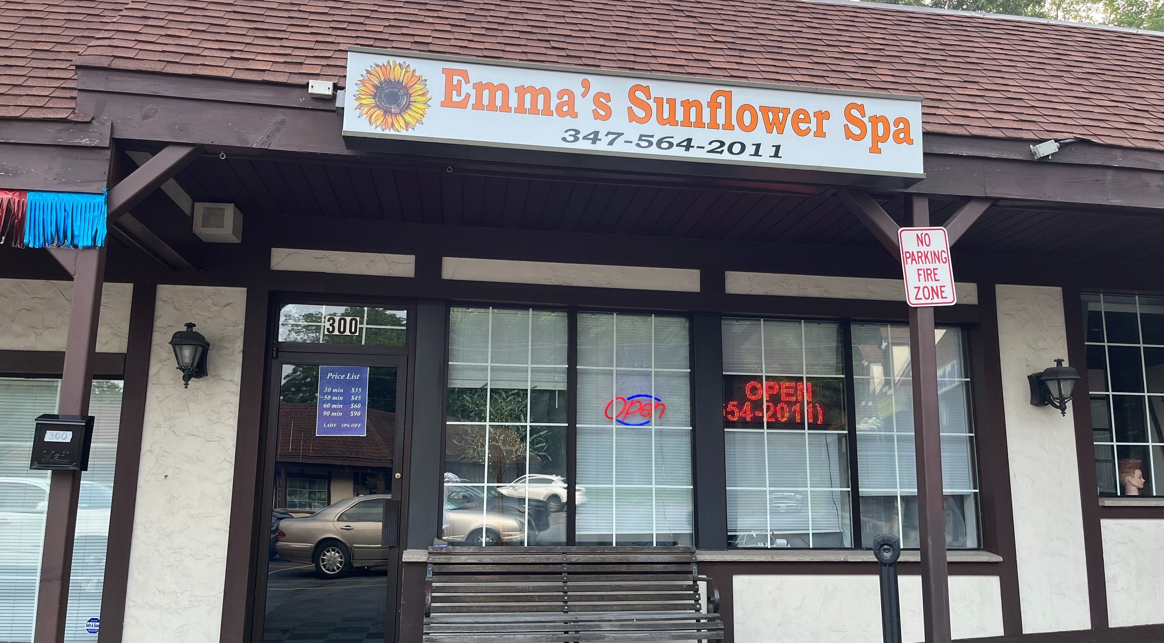 Front of Emma's Sunflower Spa in New Windsor, New York, US with welcoming signage and inviting facade.