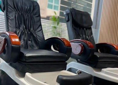 Luxurious pedicure chairs at Al Shahid Salon, Dubai, Dubai, AE, offering premium comfort and style.