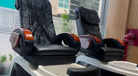 Luxurious pedicure chairs at Al Shahid Salon, Dubai, Dubai, AE, offering premium comfort and style.