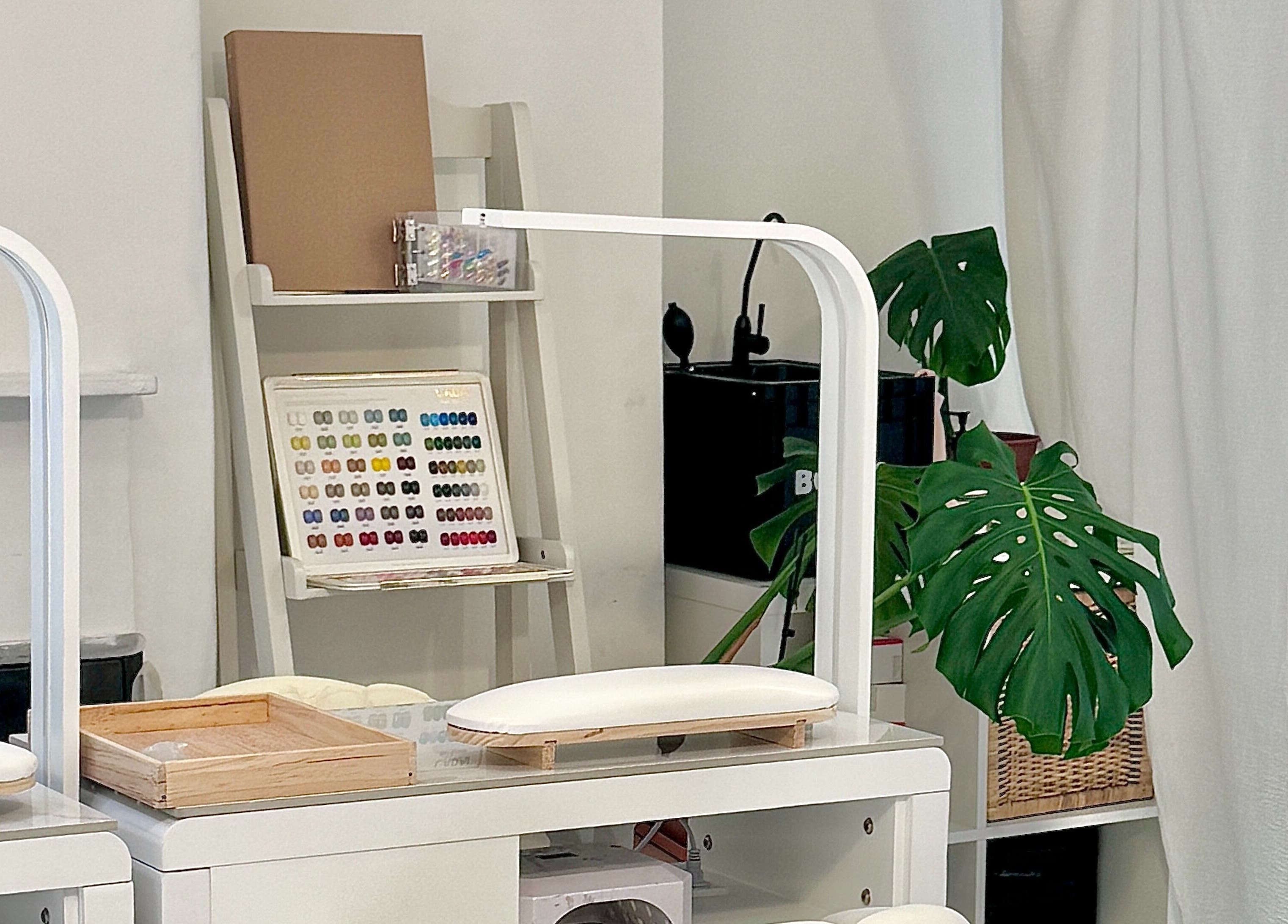 Modern workspace at Shervie Art Studio, London, England, GB, with chic decor and art tools.