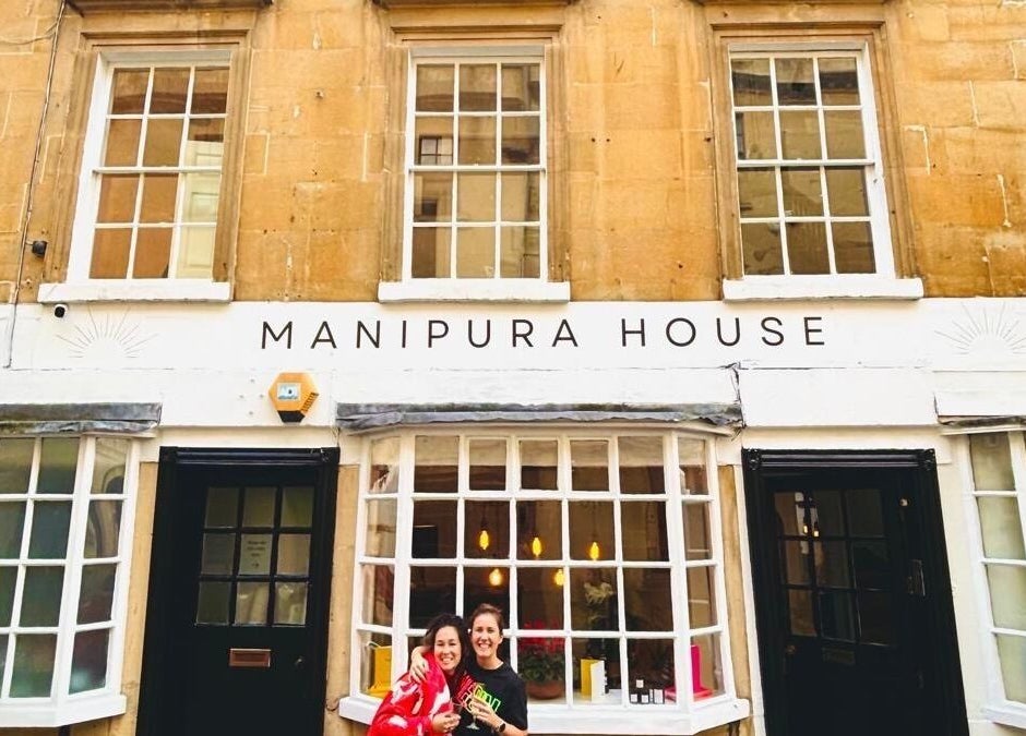 Front view of Manipura House in Bath, England, GB, showcasing its classic architecture.