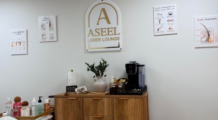 Elegant decor at Aseel Laser Lounge, showcasing treatment pamphlets in Lexington, Kentucky, US.