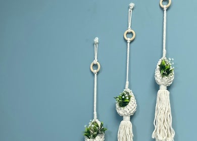 Elegant macrame wall hangings at Treasured Moments, Gillitts, Kwazulu-natal, ZA enhancing wellness ambiance.