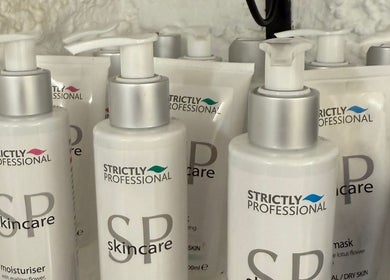 Strictly Professional skincare products at Floura Clinic, London, England, GB, enhancing beauty and wellness.