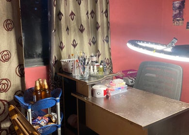 Manicure setup at Nails by Jada, Princes Town Regional Corporation, TT with tools and lighting.