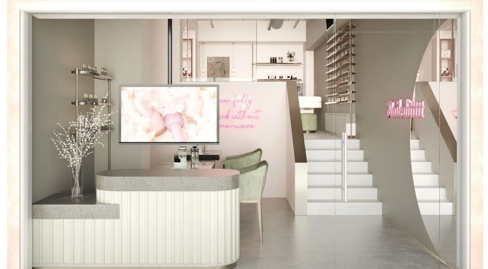 Interior of Nailedittttt - Far East Plaza in Singapore, featuring modern decor and cozy seating.