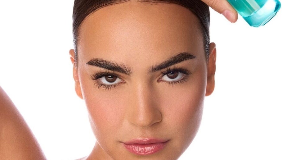 Close-up of a woman's face with styled eyebrows at Endless Lash Beauty Lounge, Miramar, Florida, US.