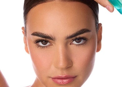 Close-up of a woman's face with styled eyebrows at Endless Lash Beauty Lounge, Miramar, Florida, US.