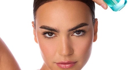 Close-up of a woman's face with styled eyebrows at Endless Lash Beauty Lounge, Miramar, Florida, US.