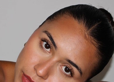 Close-up of a woman's enhanced lashes at Endless Lash Beauty Lounge, Miramar, Florida, US.