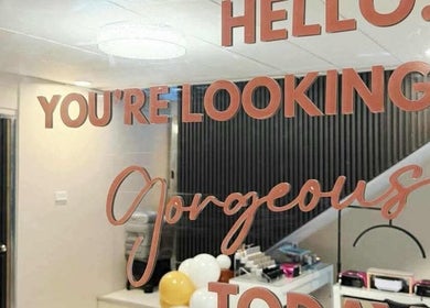 Mirror with 'You're Looking Gorgeous' at D'est Lounge, Marikina, Metro Manila, PH.