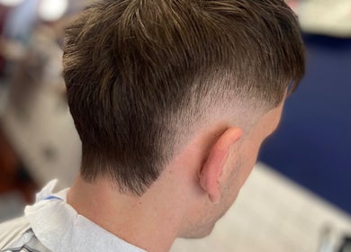 Close-up of stylish haircut at Indigo Barbers, Auckland, Auckland, NZ.