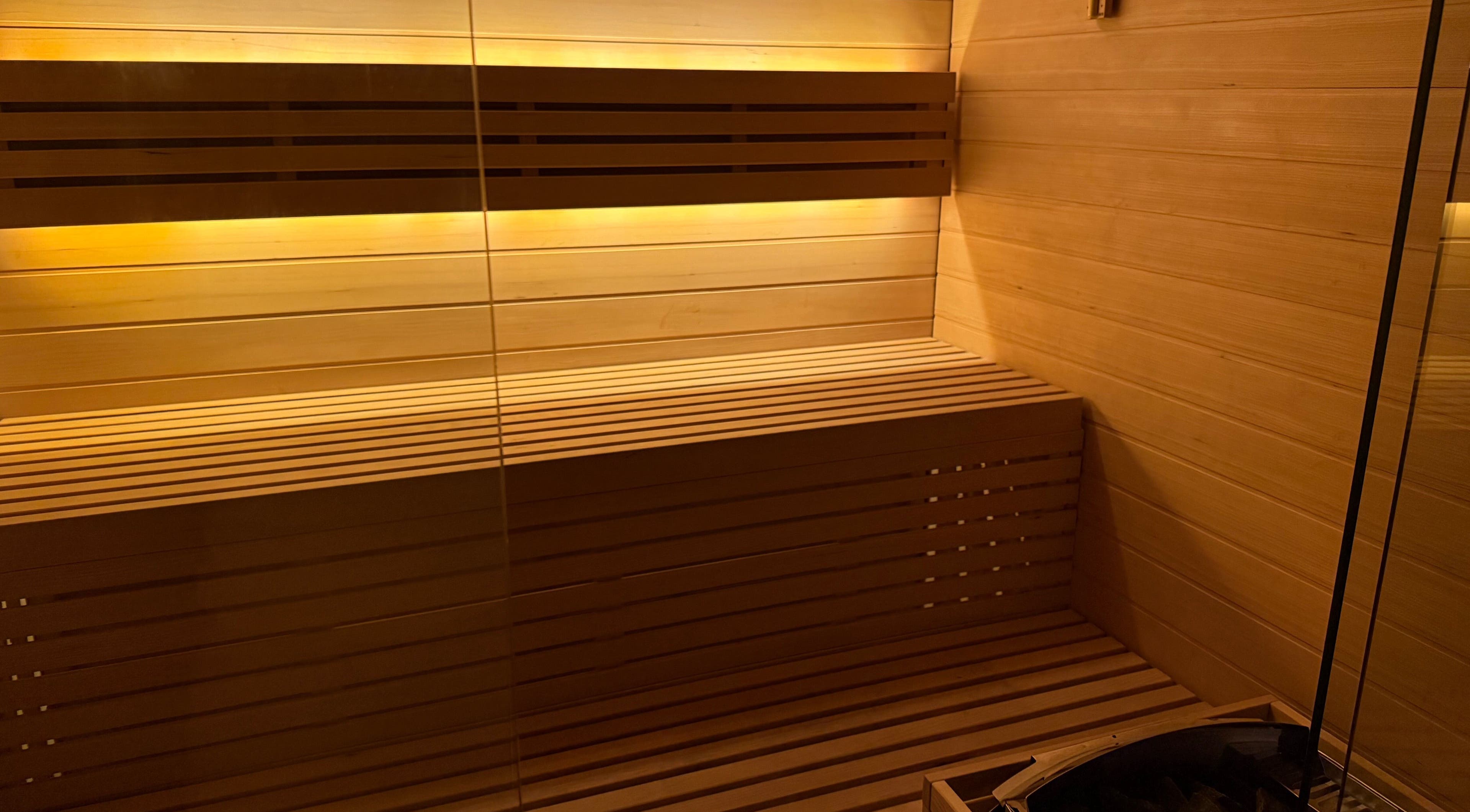 Elegant sauna at ORACLE Wellness, North Richmond, New South Wales, AU, offering serene relaxation.