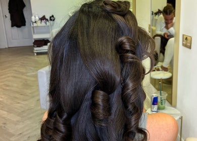 Elegant curls styled at The Blowdry Lounge by Alexandra, Upton Northampton, England, GB.