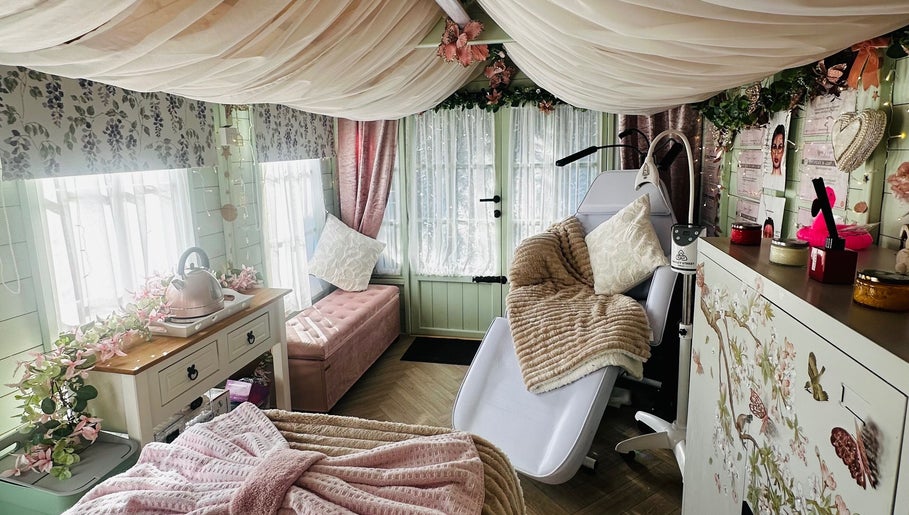 Luxurious massage room at Serenity View Massage & Beauty, Ashbourne, England, GB, with elegant decor.