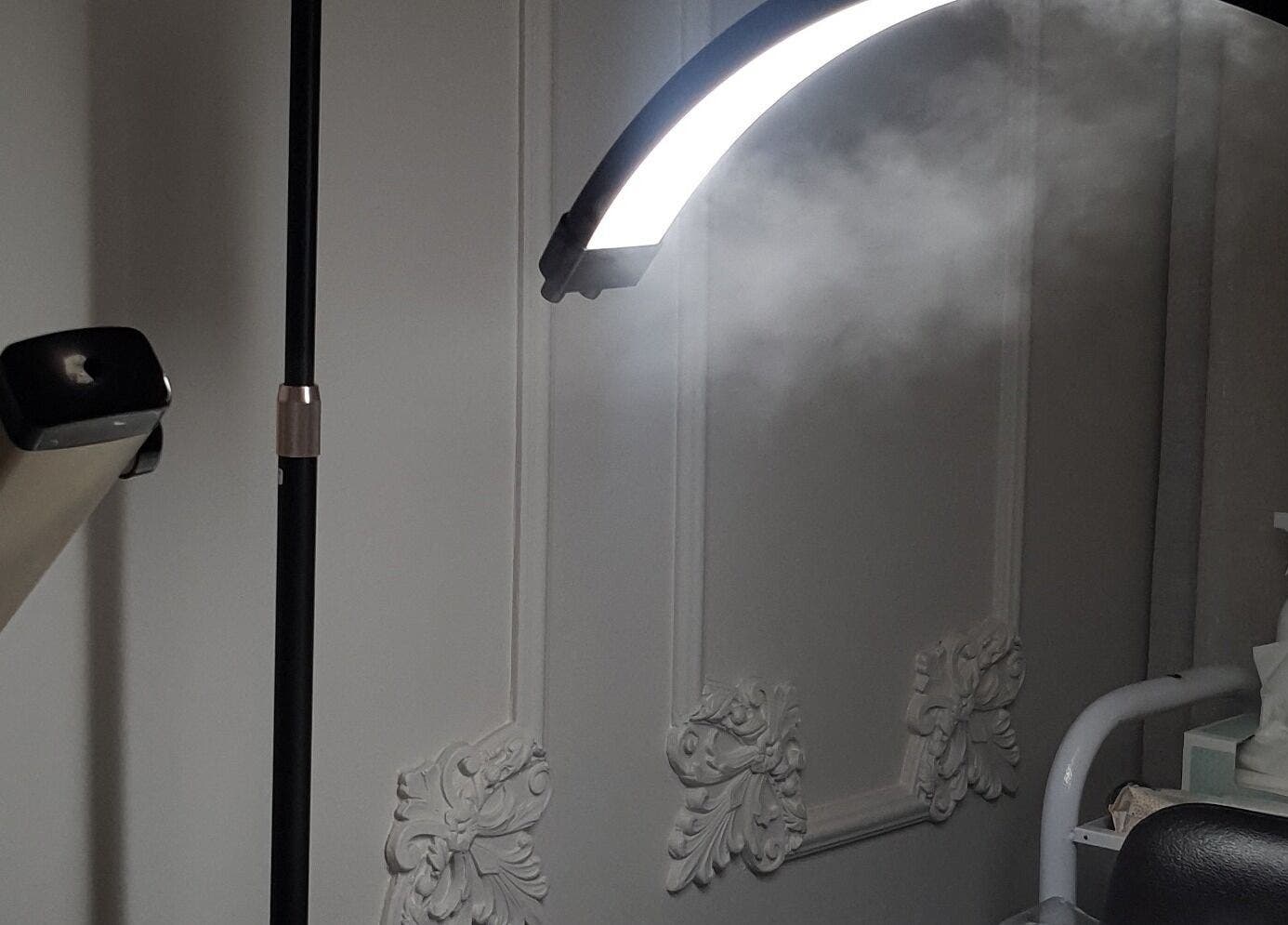 AesthetiDerm facial treatment setup with mist and decor, Centurion, Gauteng, ZA.