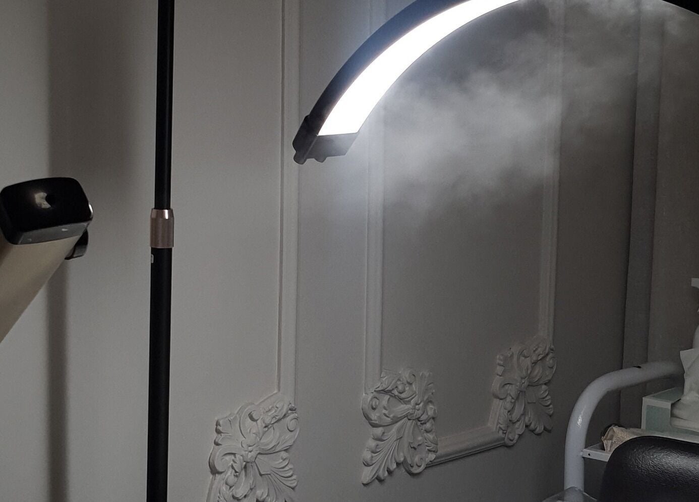 AesthetiDerm facial treatment setup with mist and decor, Centurion, Gauteng, ZA.