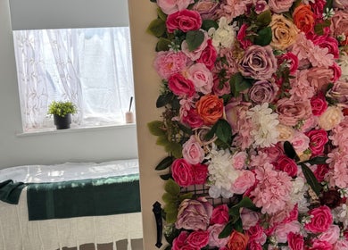 Beautiful floral wall decor at Nikki D Nails Beauty Aesthetics, Chadwell St Mary, England, GB.