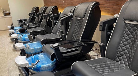 Luxurious pedicure chairs at 123 Nail Salon in Chicago, Illinois, US offer comfort and style for ultimate relaxation.
