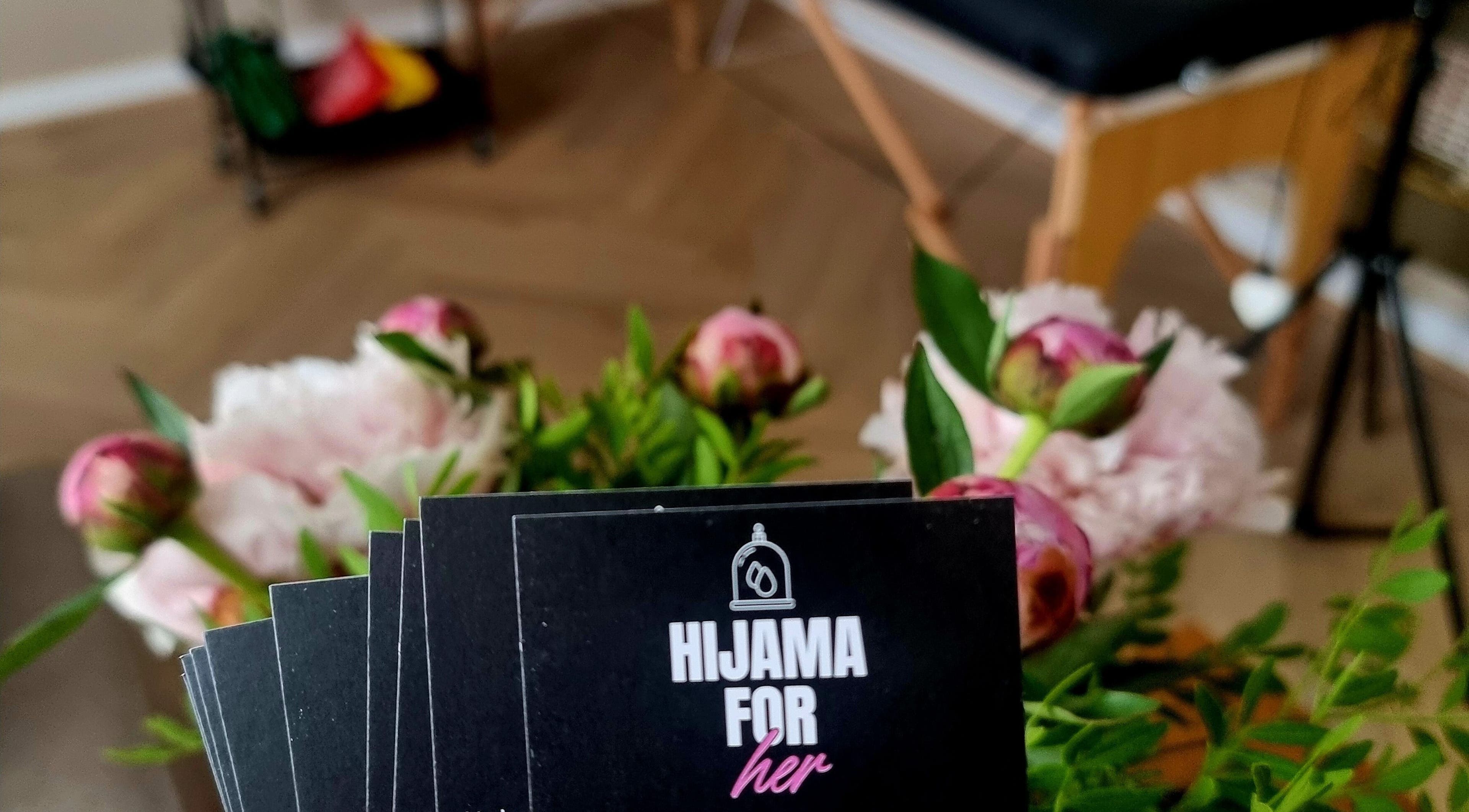 Hijama for Her cards with pink flowers in Tipton, England, GB wellness space.