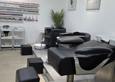 Elegant pedicure station at Aljamal Almithali Beauty Salon, Ajman, Ajman, AE, featuring comfortable seating.