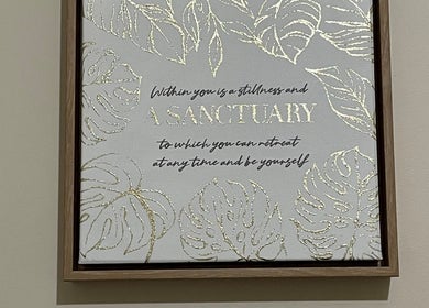 Elegant frame with inspiring quote on wall at My Circle of Wellness, Mount Gambier, South Australia, AU.