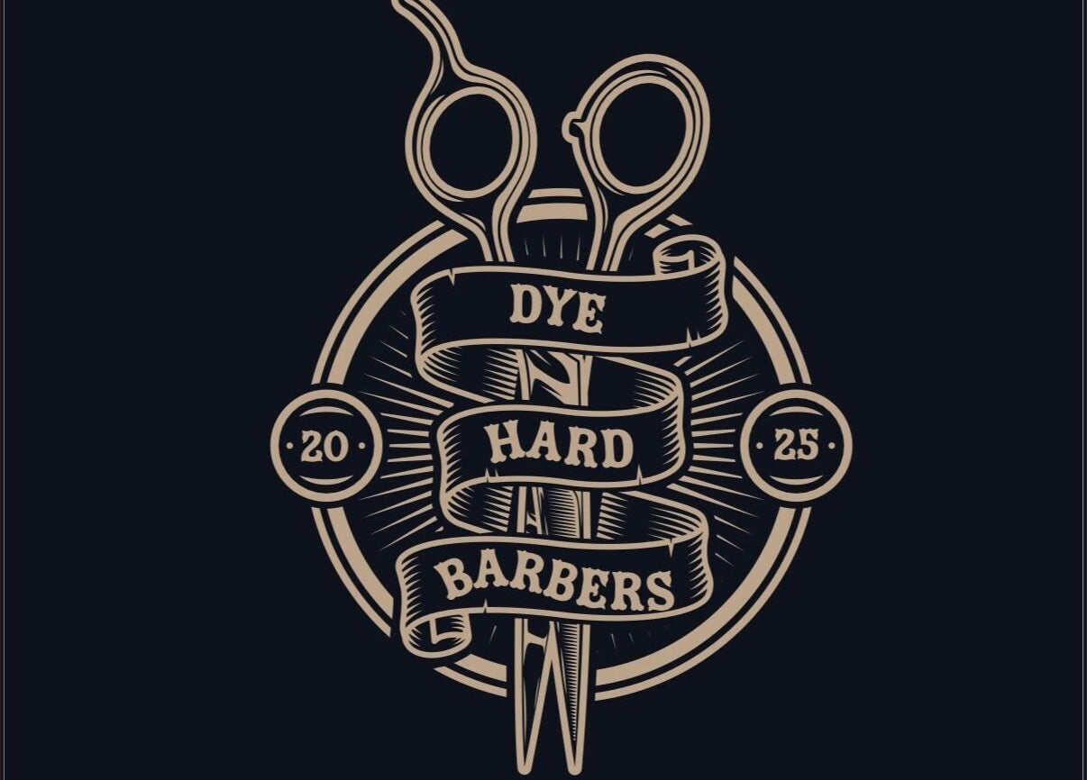Logo of Dye Hard Barbers featuring scissors in Riyadh, Riyadh Province, SA.