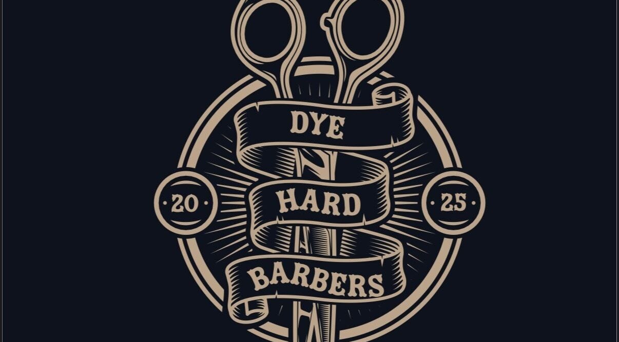 Logo of Dye Hard Barbers featuring scissors in Riyadh, Riyadh Province, SA.