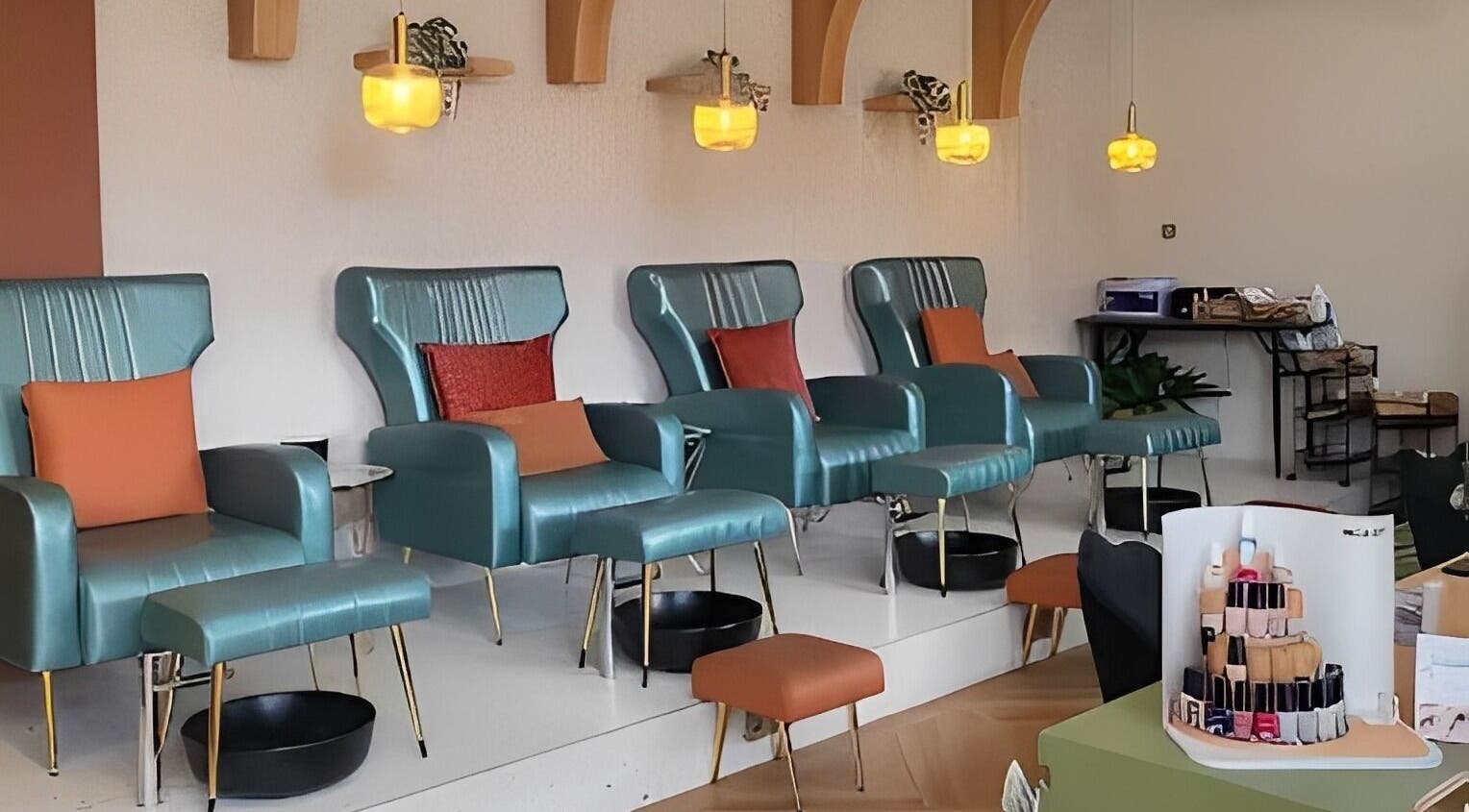 Stylish nail lounge at Nails Haven Bali with plush chairs in Bali, Bali, ID.
