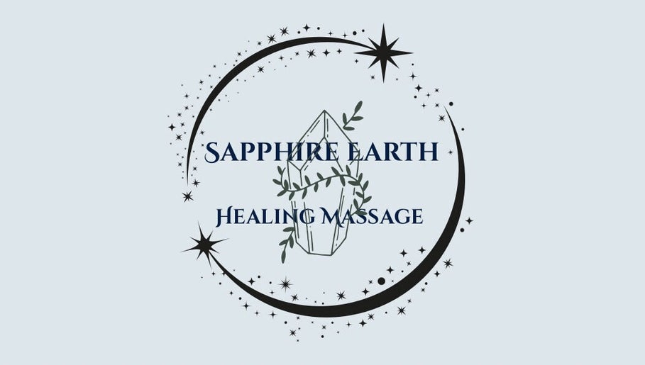 Logo of Sapphire Earth Healing Massage in Centralia, Washington, US, featuring stars and a crystal design.