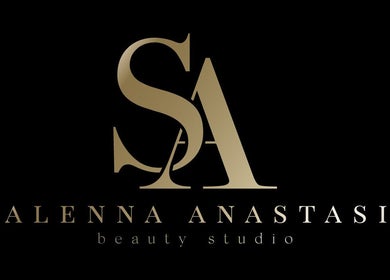 Логотип Anastasia_Stalenna Beauty Studio, Тернопіль, Тернопільська Область, UA на чорному фоні.