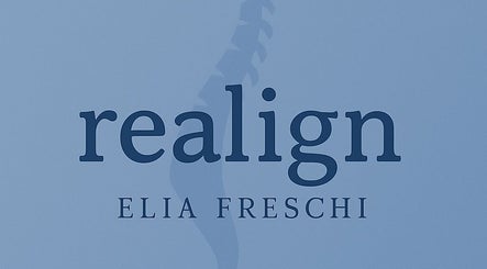 Logo di Realign - Elia Freschi su sfondo blu, Sesto, Lombardia, IT.