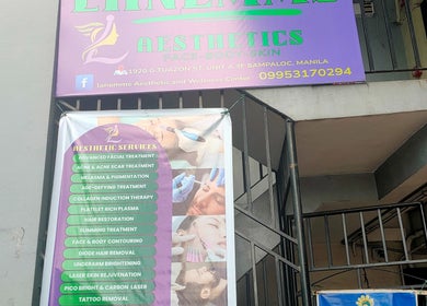 Entrance of Lanemms Aesthetics in Manila, Metro Manila, PH showcasing service banner.