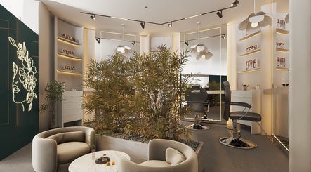 Elegant seating area with greenery at Solmaz spa and beauty center, Seeb, Muscat Governorate, OM.