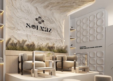 Luxurious lounge at Solmaz Spa and Beauty Center, السيب‎, محافظة مسقط, OM, showcasing elegant pedicure stations.