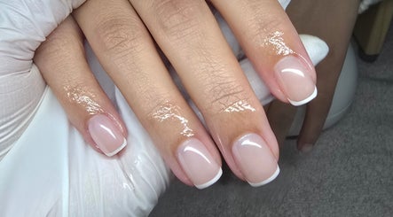 Manicured nails with a French tip design at Gel Ave., Highett, Victoria, AU.