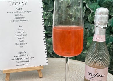 Rosé wine and menu at Hair by Chloë Rachael, Pelsall, England, GB.