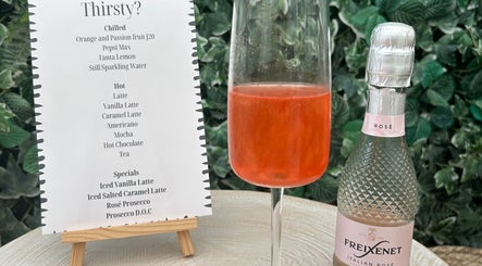 Rosé wine and menu at Hair by Chloë Rachael, Pelsall, England, GB.