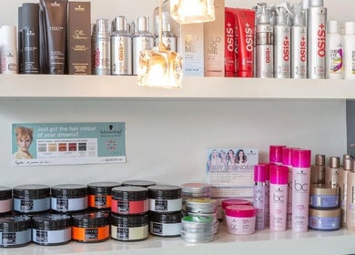 Valencia Salon hair products neatly arranged on shelves in Newcastle upon Tyne, England, GB.