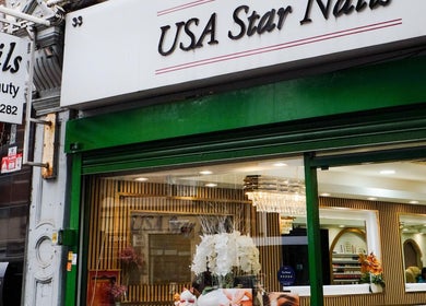 Exterior of USA STAR NAILS CLAPHAM SOUTH, a chic nail salon in London, England, GB.