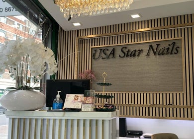 Reception area of USA STAR NAILS CLAPHAM SOUTH, London, England, GB, showcasing a modern décor.