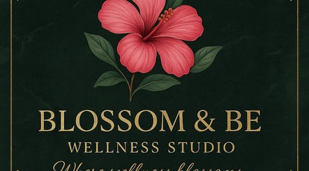 Logo of Blossom & Be Wellness Studio in Kigali, Kigali City, RW featuring a hibiscus flower on a dark background.