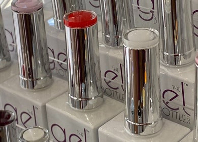 Variety of colorful gel nail bottles at The Nail Station, Porepunkah, Victoria, AU.