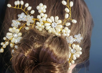Intricate pearl floral hair accessory from Your Beauty Bazaar Salon & Spa in Rochester, New York, US.