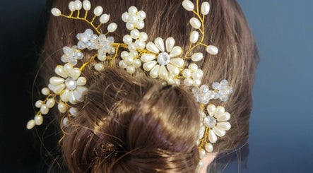 Intricate floral pearl hairpiece at Your Beauty Bazaar Salon & Spa in Rochester, New York, US.
