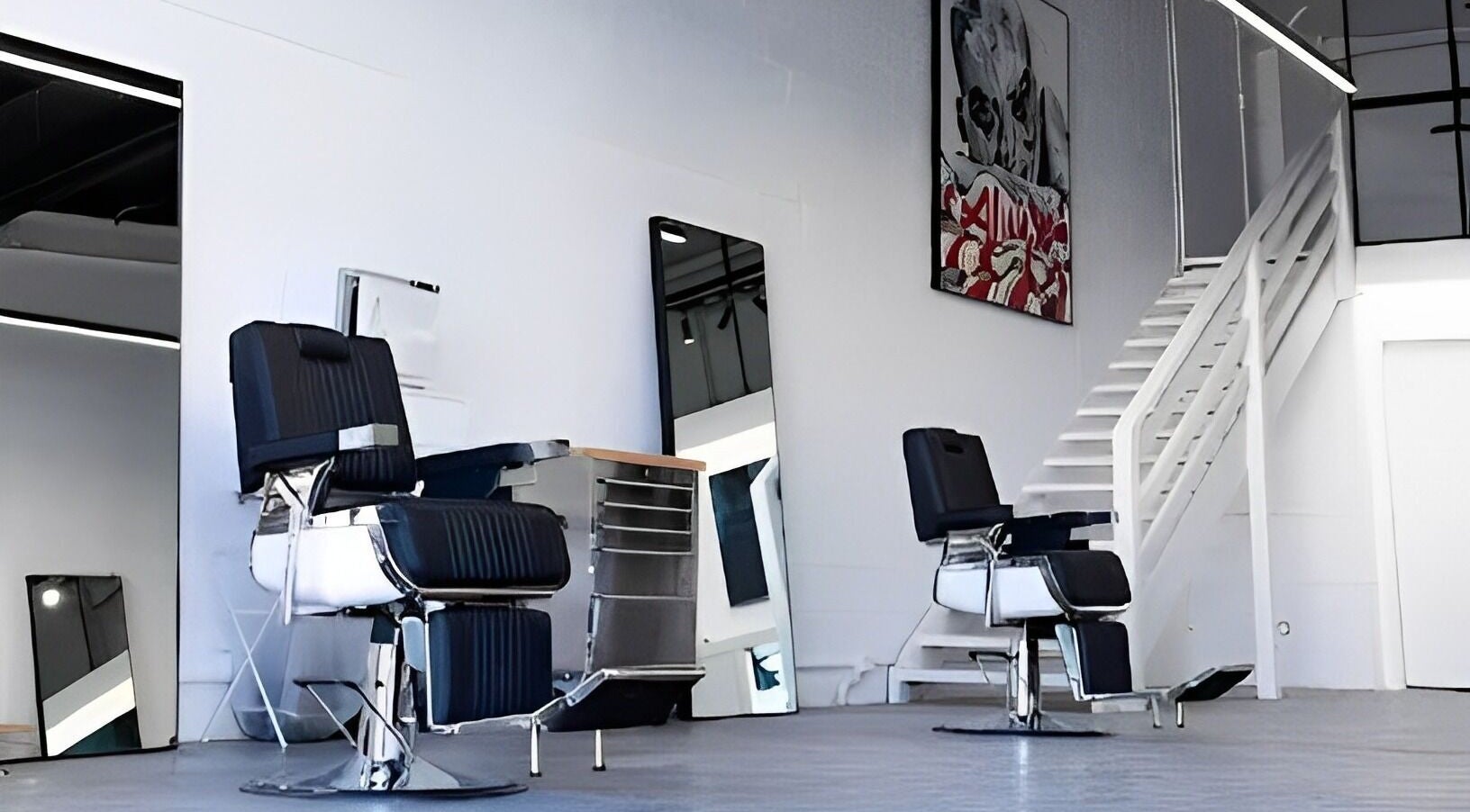 Stylish barber chairs at Seven&One Studio, Bundall, Queensland, AU showcasing modern aesthetic.