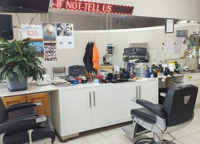 DOAN BARBER $20 salon in Heidelberg West, Victoria, AU with barber chairs and grooming products.