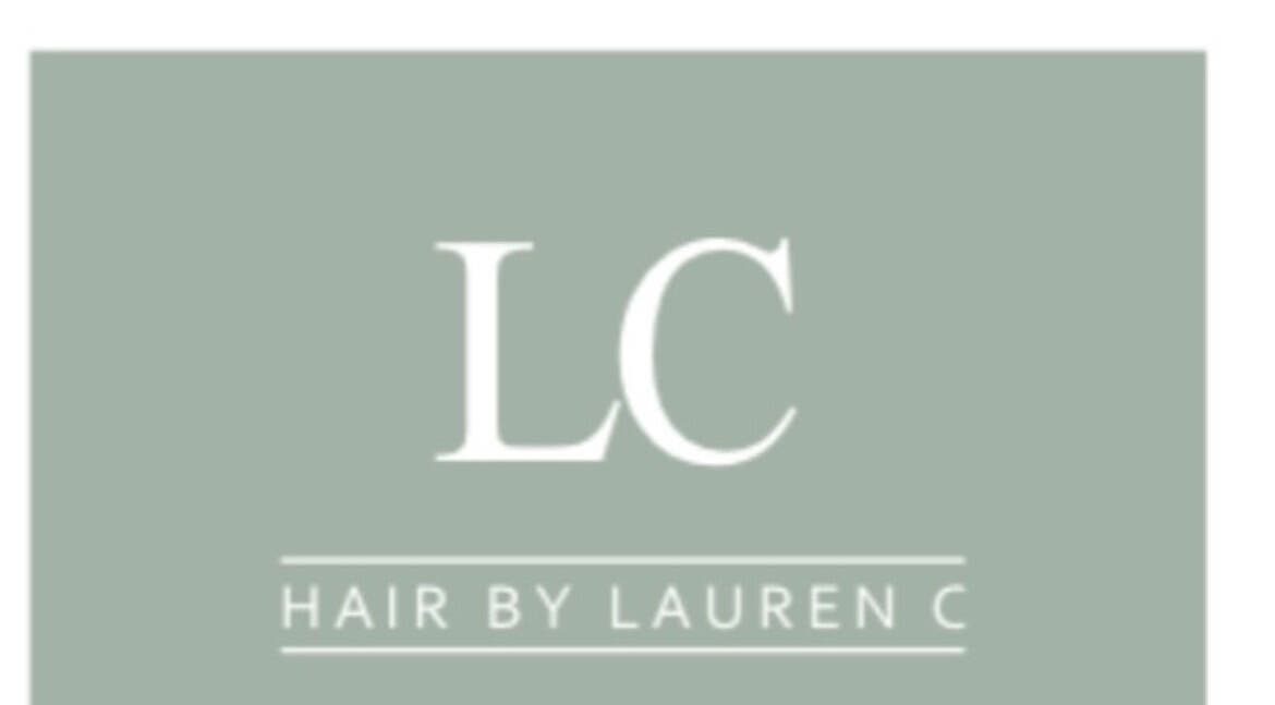 LC Hair By Lauren logo on a soft green background, located in Sandbach, England, GB.